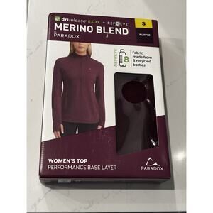 PARADOX Merino Blend NWT Women's Purple Top Performance Base Layer: Size Small